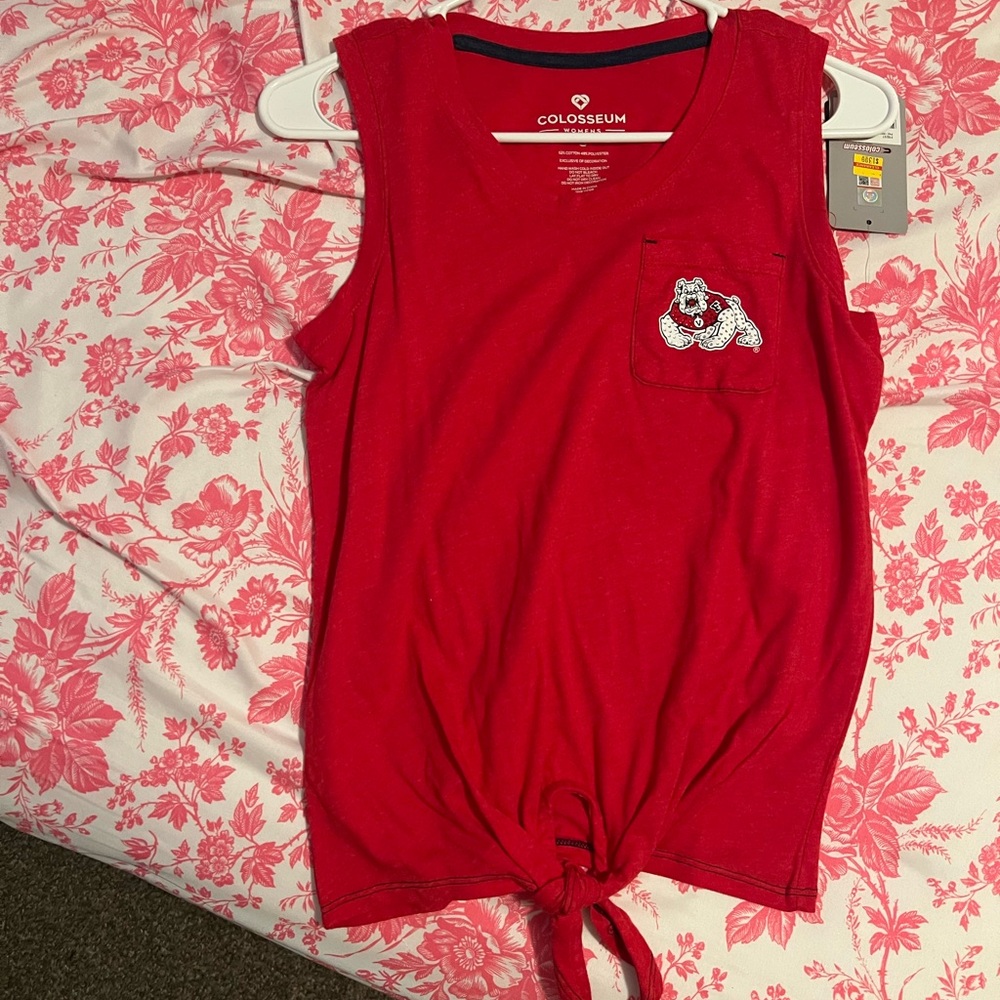 Colosseum Vibrant Red Tie-Front Top with Bulldog Detail